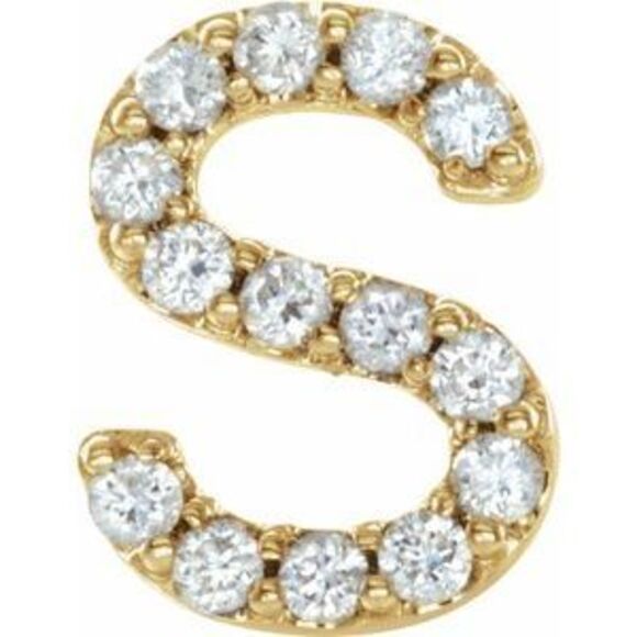 Kazi Luxury 14K Yellow Gold .05 CTW Natural Diamond Single Initial S Earring